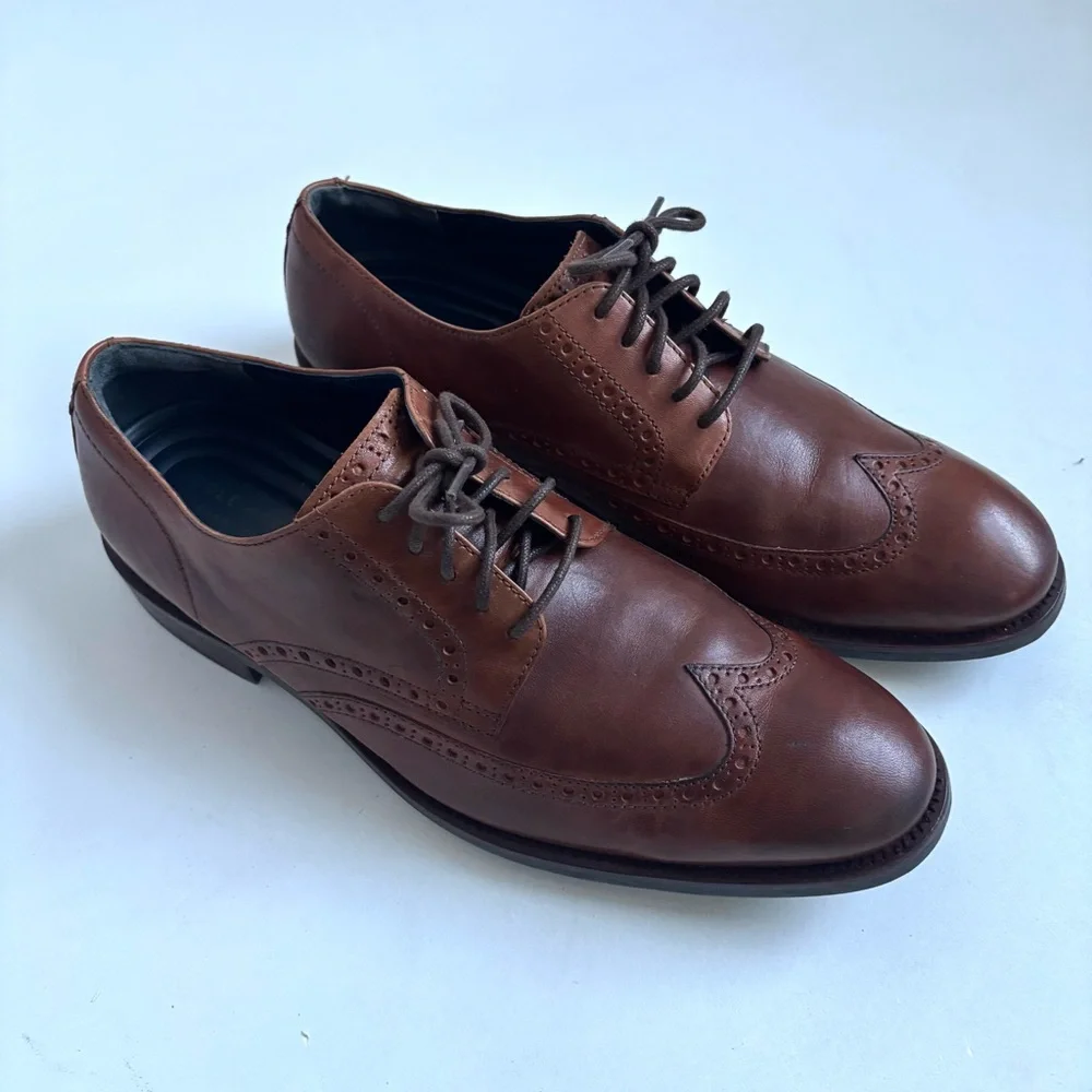 Cole Haan Watson Brown Wingtip Oxford Dress Shoes Leather Size 10.5 Medium